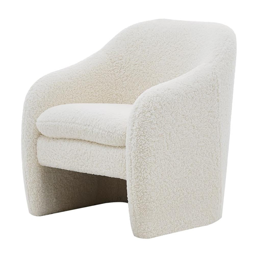 Pemberly Row 19.5" Faux Shearling Fabric Accent Arm Chair in Beige ...