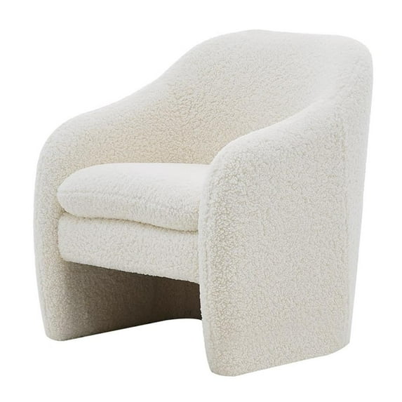 Pemberly Row 19.5" Faux Shearling Fabric Accent Arm Chair in Beige