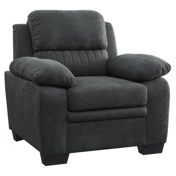 Pemberly Row 19.5'' Modern Polyester Fabric Upholstered Chair in Dark Gray