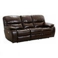 thumbnail image 1 of Pemberly Row 19.5" Traditional Faux Leather Power Double Reclining Sofa in Brown, 1 of 7