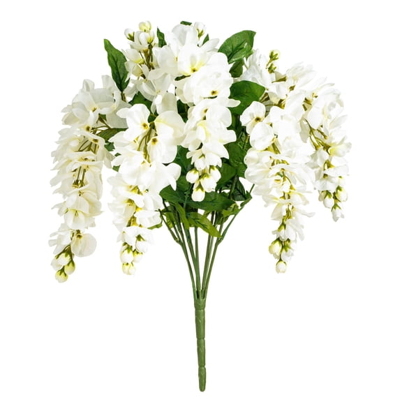 Pemberly Row 19" Contemporary Fabric Artificial Wistera Bush in White