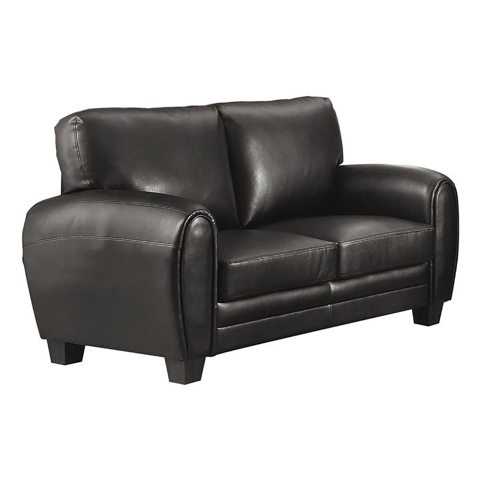 Pemberly Row 19" Contemporary Faux Leather Loveseat in Black - Walmart.com