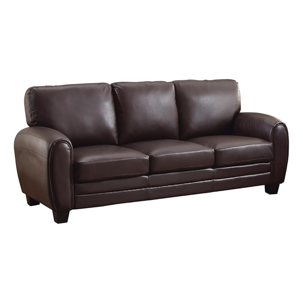 Pemberly Row 19" Contemporary Faux Leather Upholstered Sofa in Dark ...