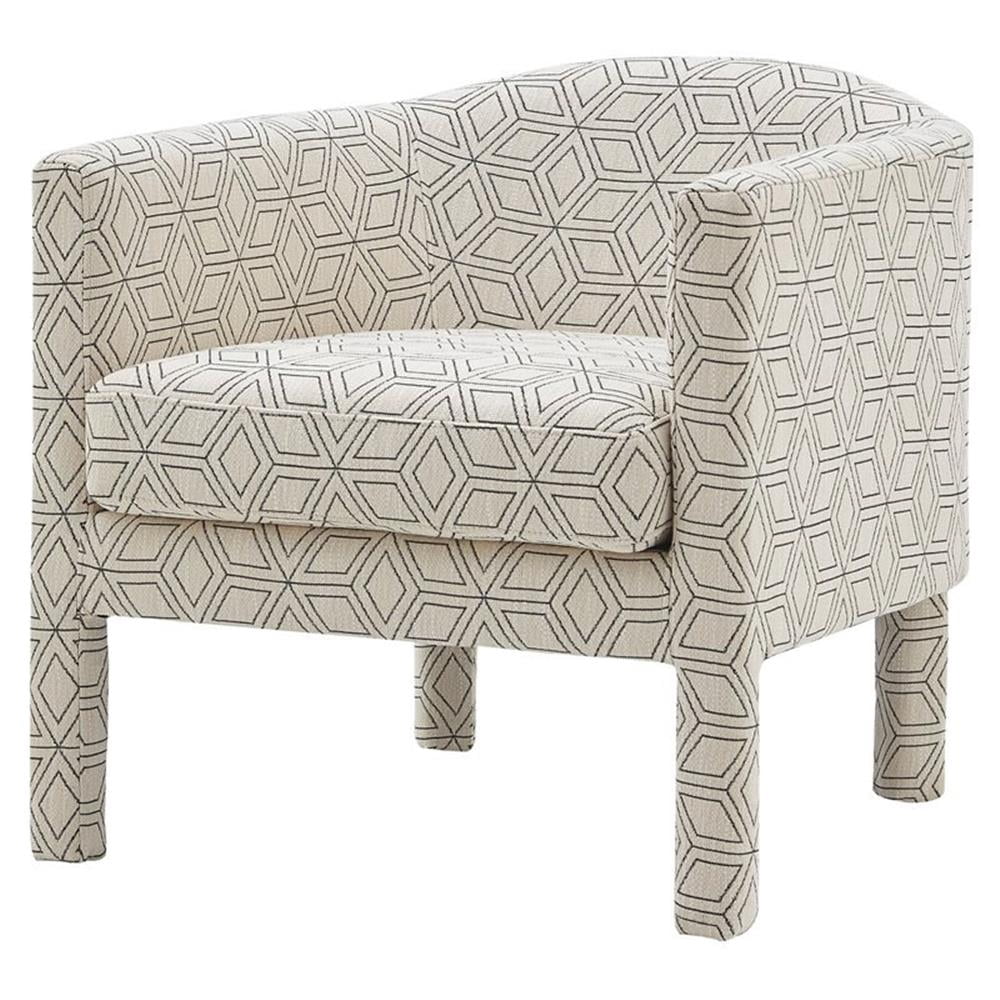 Pemberly Row 19" Fabric Accent Arm Chair in Beige/Geo Diamond - Walmart.com