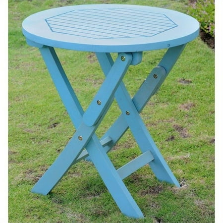 Pemberly Row 19" Folding Patio Table in Sky Blue
