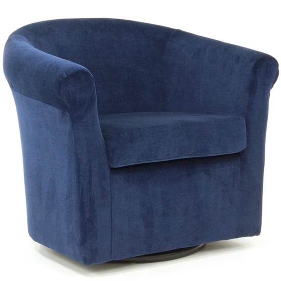 Pemberly Row 19"H Polyester Fabric Swivel Club Chair in Blue