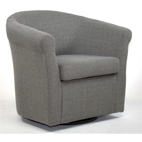 Pemberly Row 19"H Polyester Fabric Swivel Club Chair in Gray
