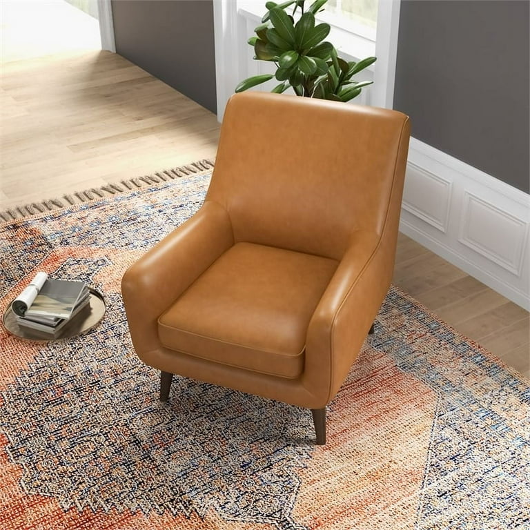 Vintage tan leather armchair top