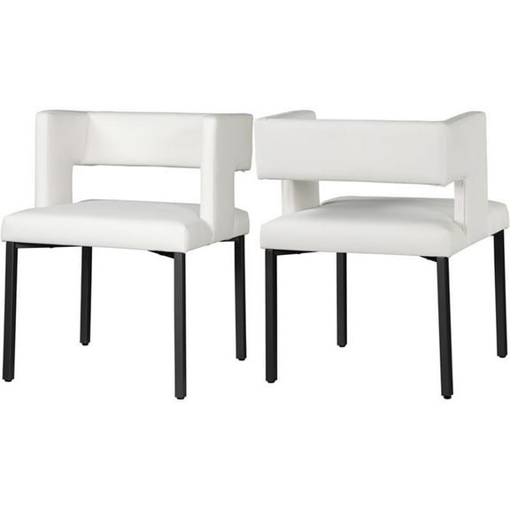 Pemberly Row 19" Modern Faux Leather Dining Chair in White (Set of 2)