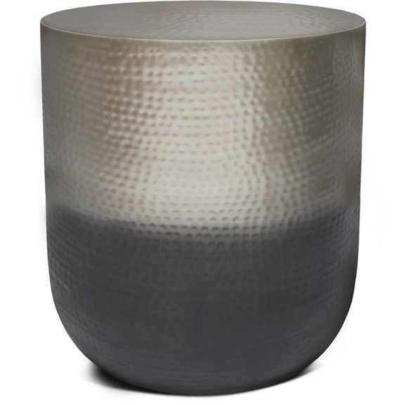 Pemberly Row 19" Wide Boho Round Metal Side Table in Silver Ombre