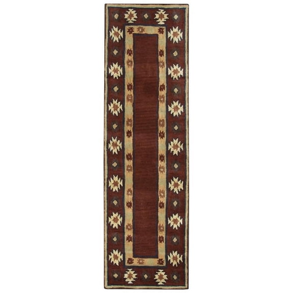 Pemberly Row 2'6" x 10' Tribal Burgundy/Tan/Rust/Navy/Sage Hand-Tufted Rug