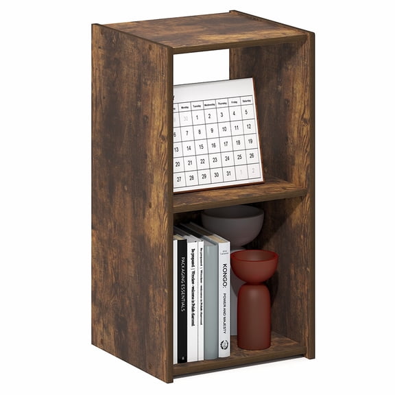 Pemberly Row 2-Cube Bookshelf in Amber Pine for Compact Storage