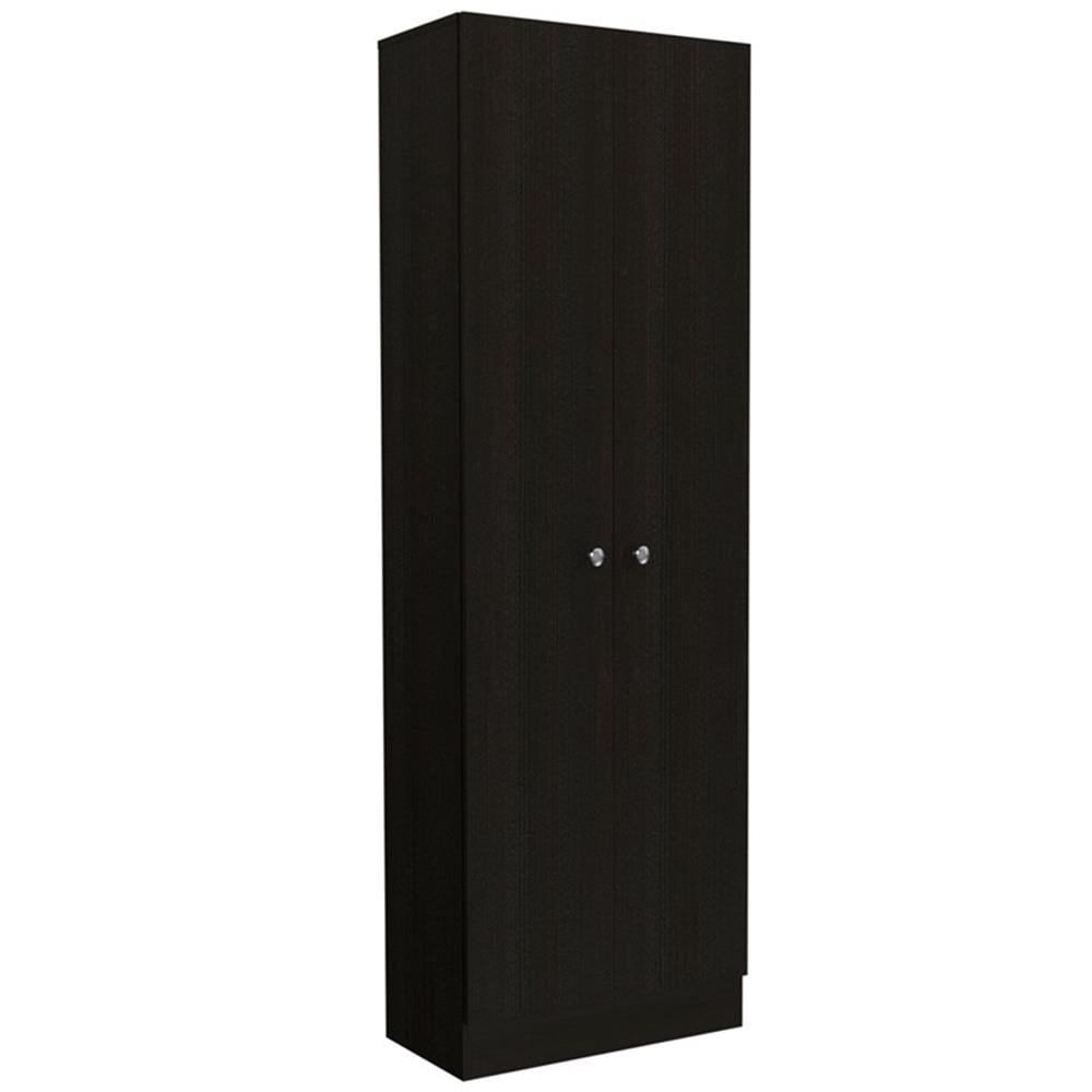 Pemberley Row Engineered Wood Black Pantry Cabinet Rectangular 71.1" Unassembled