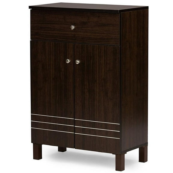 Pemberly Row 2 Door Shoe Cabinet in Dark Brown
