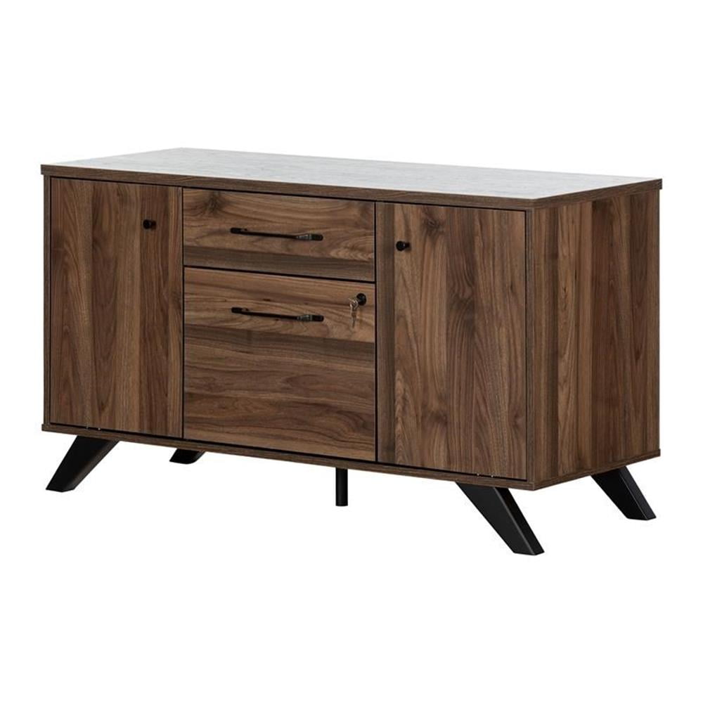 Natural Walnut 47.75'' Wide Filing Credenza with Locking Drawer