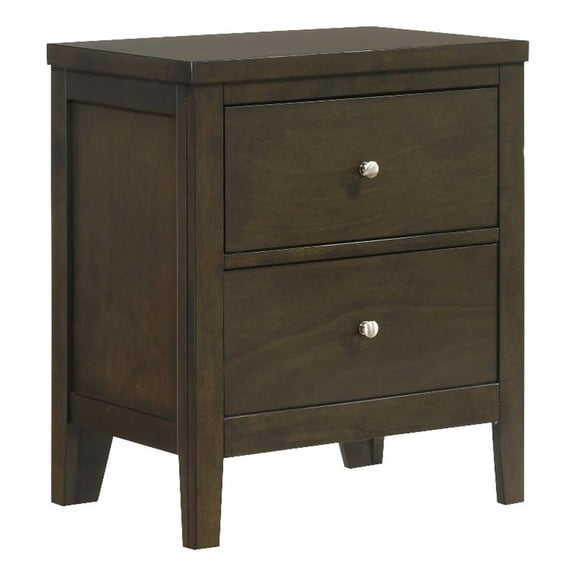 Pemberly Row 2-Drawer Nightstand with Brushed Nickel in Dark Cocoa