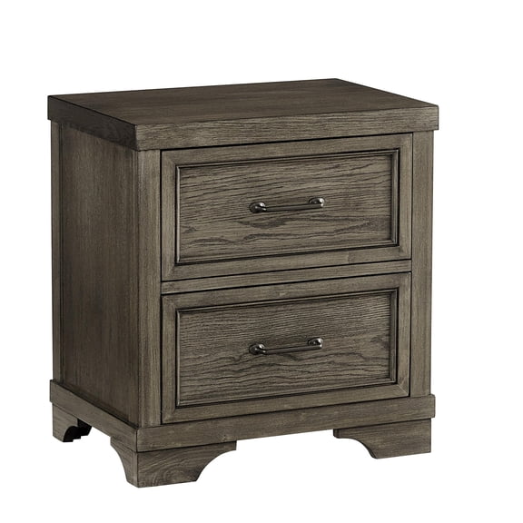 Pemberly Row 2-Drawer Traditional Wood Nightstand in Brushed Pewter
