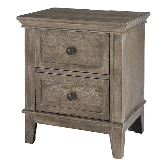 Pemberly Row 2-Drawer Traditional Wood Nightstand in Sandwash Gray