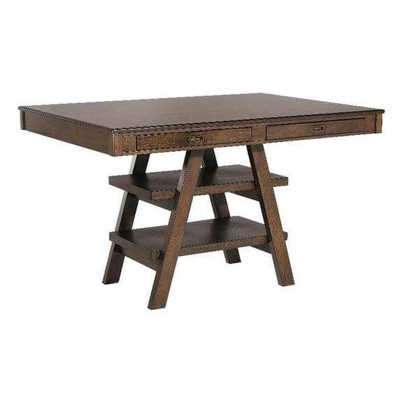 Pemberly Row 2-Drawer Transitional Wood Dining Table in Walnut