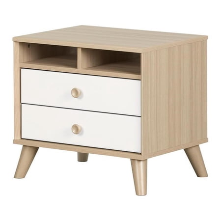 Pemberly Row 2-Drawer Transitional Wood Nightstand-Soft Elm in Natural