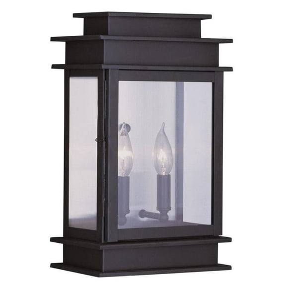 Pemberly Row 2 Light Outdoor Wall Lantern in Bronze/Polished Chrome