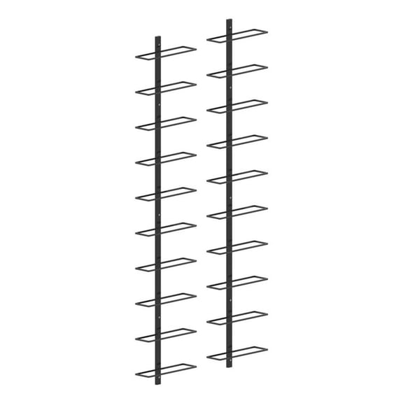 Pemberly Row 2 Pc 20 Bottles Metal Wall-Mounted Wine Racks in Black