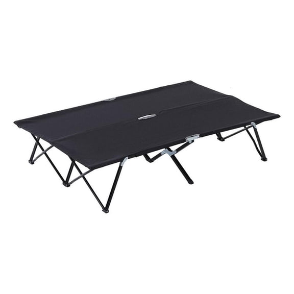 Pemberly Row 2-Person Folding Camping Cot Steel and Oxford Cloth in Black