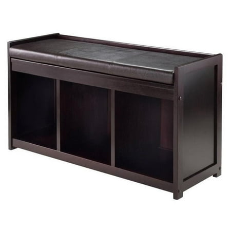 Pemberly Row 2-Piece 17.72" Transitional Solid Wood Storage Bench in Espresso