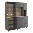 thumbnail image 1 of Pemberly Row 2-Piece 3-Drawer Garage Cabinet Set in Dark Gray and Maple, 1 of 14