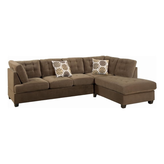 Pemberly Row 2 Piece Corduroy Sectional Sofa with Reversible Chaise in Truffle