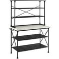 thumbnail image 1 of Pemberly Row 2-Piece Metal/Faux Marble Bakers Rack in Matte Black/White, 1 of 8