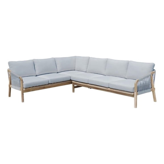 Pemberly Row 2-Piece Modern Acacia Wood Sectional in Gray Finish