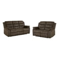 thumbnail image 1 of Pemberly Row 2-Piece Transitional Velvet Tufted Reclining Sofa Set in Brown, 1 of 4