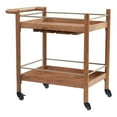 thumbnail image 1 of Pemberly Row 2 Shelf Nutmeg Solid Wood Bar Cart with Stemware Storage, 1 of 10