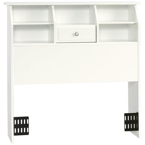 Pemberly Row 2 Shelves Wood Twin Bookcase Headboard in White