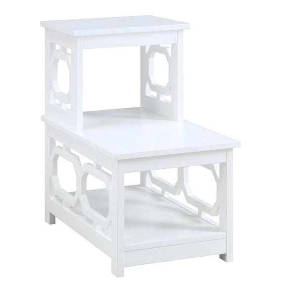 Pemberly Row 2 Step Chairside End Table in White Wood Finish