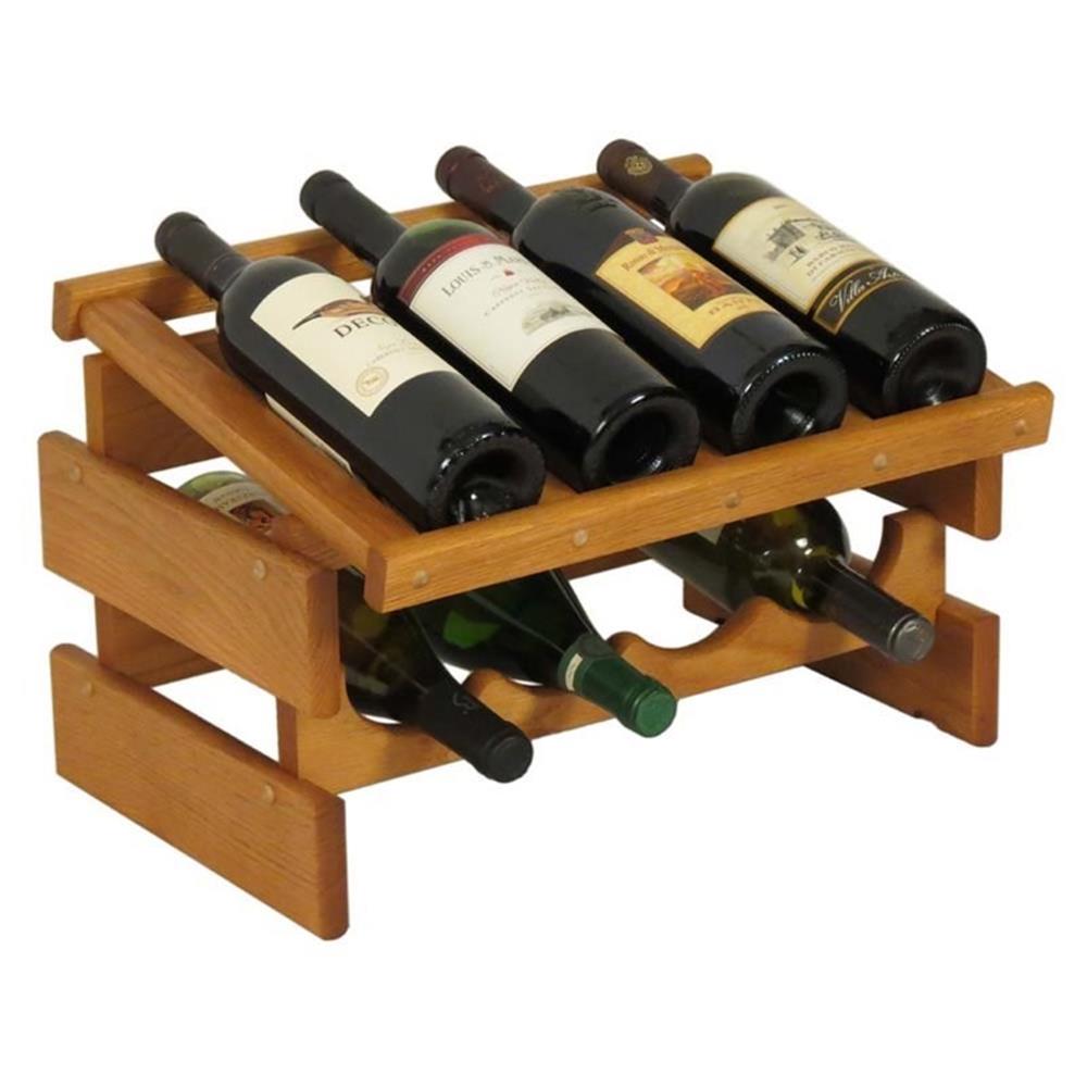 Pemberly Row 2 Tier 8 Bottle Display Wine Rack in Medium Oak - Walmart.com