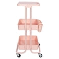 thumbnail image 1 of Pemberly Row 2-Tier Table Top Plastic Storage Trolley Rolling Cart in Pink, 1 of 13