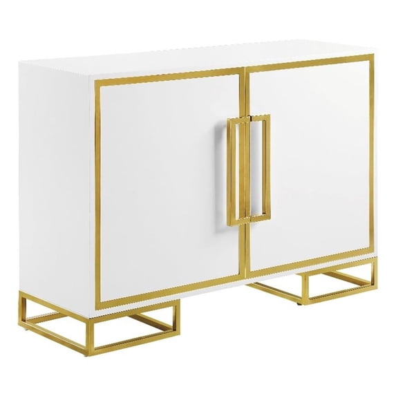 Pemberly Row 2-door Wood Accent Cabinet with Adjustable Shelves White and Gold