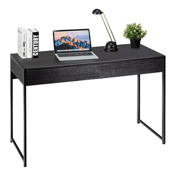 Pemberly Row 2-drawer Contemporary Engineered Wood Computer Desk in Black