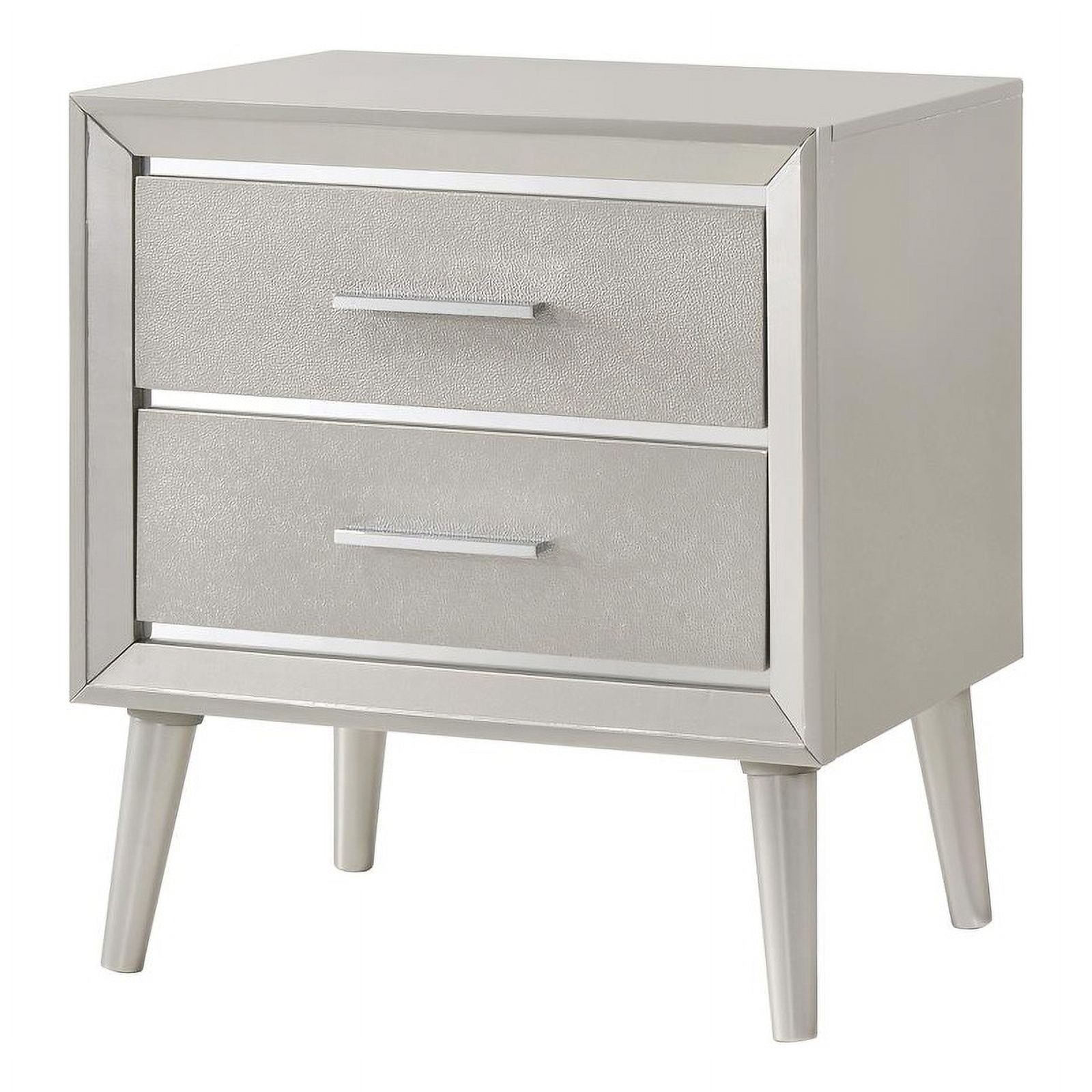 Pemberly Row 2-drawer Contemporary Wood Nightstand Metallic Silver ...