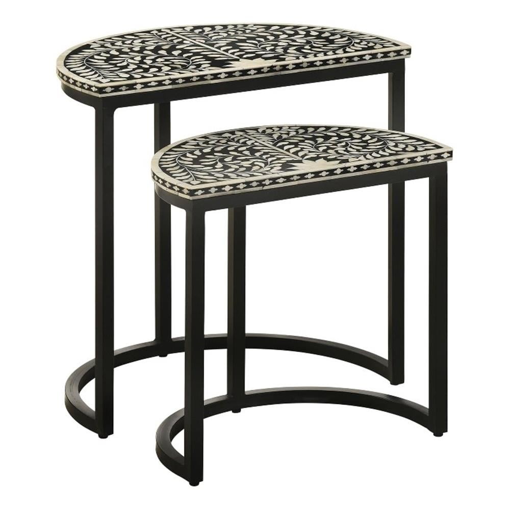 Pemberly Row 2-Piece Metal Demilune Nesting Tables