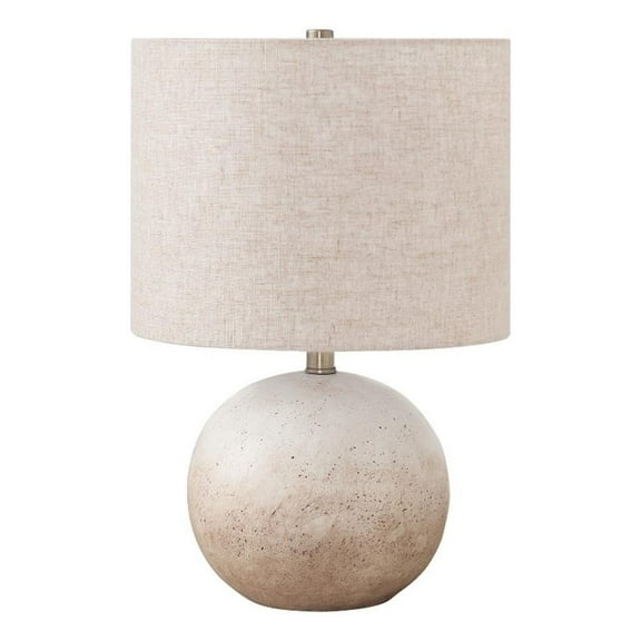 Pemberly Row 20" Concrete Stone Table Lamp with Drum Shade in Beige
