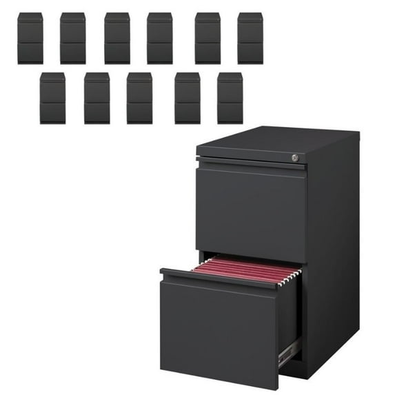 Pemberly Row 20"D 2 Drawer Metal Mobile Filing Cabinet - Charcoal (Set of 12)
