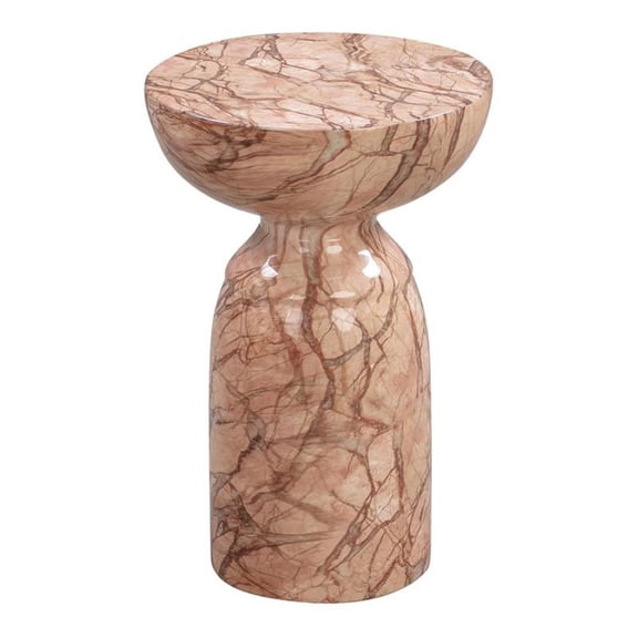 Pemberly Row 20"H Marble Concrete Stone Side Table in Sunset Orange
