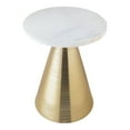 thumbnail image 1 of Pemberly Row 20"H Transitional Marble Aluminum Side Table in White/Gold, 1 of 5
