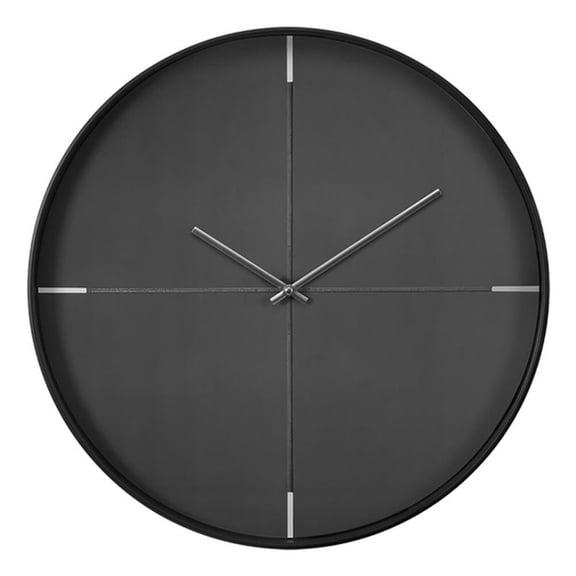 Pemberly Row 20" Round Modern Wall Clock with Minimalist Display in Black