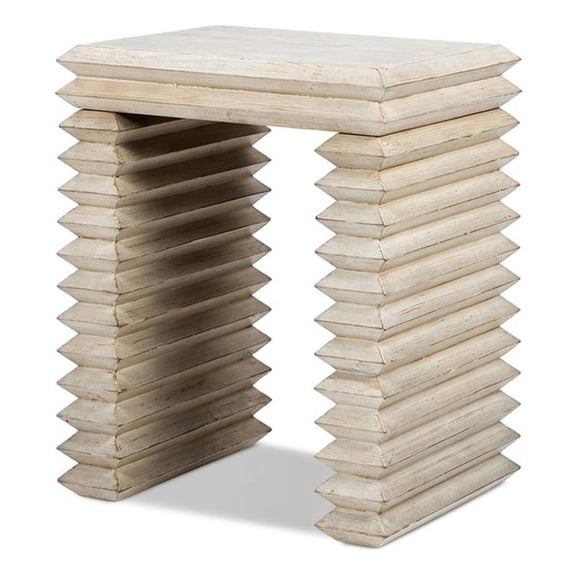 Pemberly Row 20" Stacked Geometric Waterfall Side Table in Reclaimed Pine