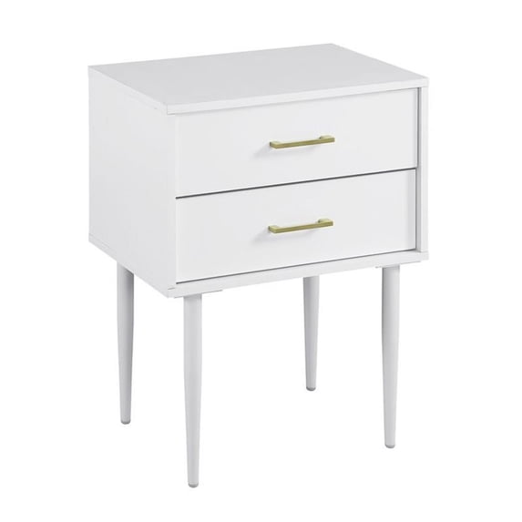 Pemberly Row 20" Two Drawers Modern Wood Side Table in White