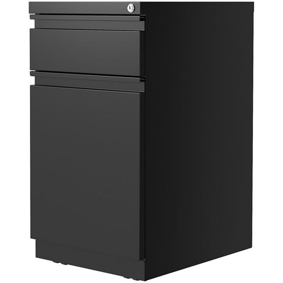 Pemberly Row 20"D Mobile Pedestal Filing Cabinet 2 Drawer in Metal Black